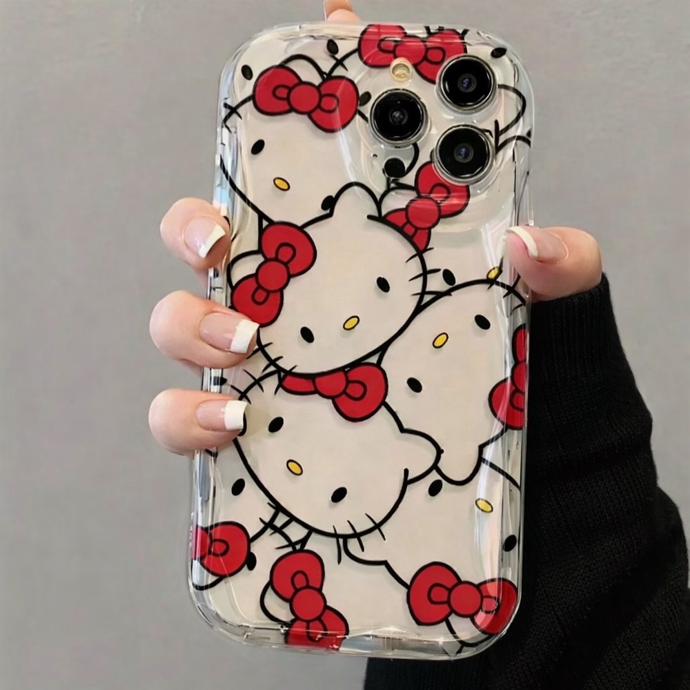 iPhone Phone Case Hello Kitty Pattern Transparent Case - Picture 2 of 4
